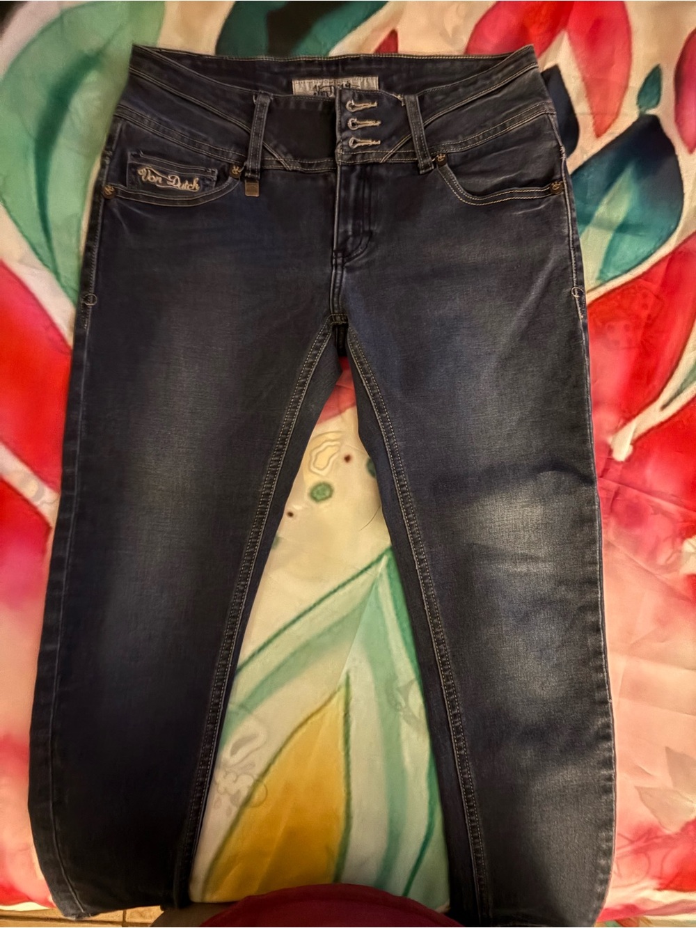 Von Dutch Dark Blue Women’s Jeans with Triple-Button Waist